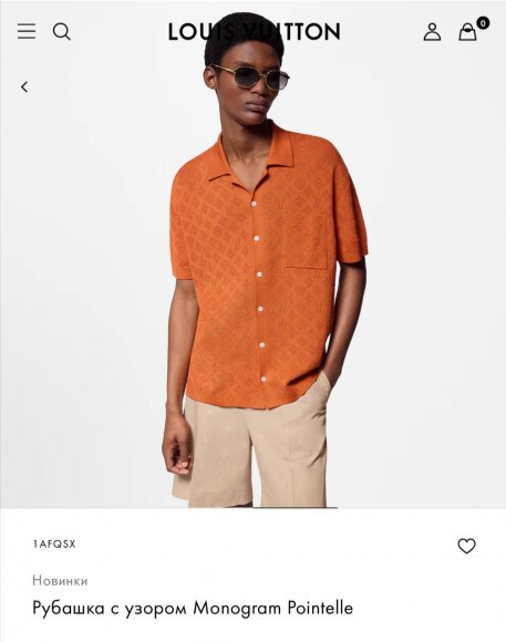 Louis Vuitton Monogram Pointelle - Мужская трикотажная рубашка DZ_1007LV10