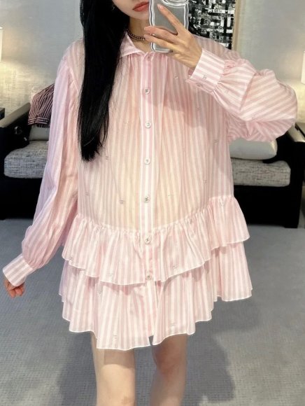 Chanel - Женская рубашка туника платье 3D_2007CH6 Chanel - Женская рубашка туника платье 3D_2007CH6