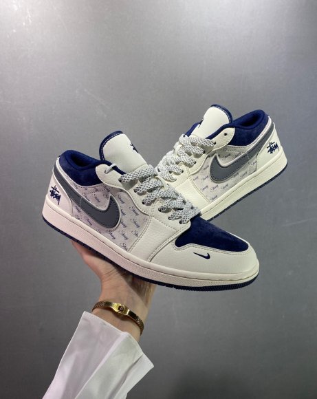 Nike Air Jordan 1 Retro Low & Stussy - Женские кроссовки кеды ZO_1501NJS4