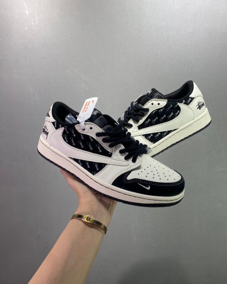 Nike Air Jordan 1 Retro Low & Stussy - Женские кроссовки кеды ZO_1501NJS4