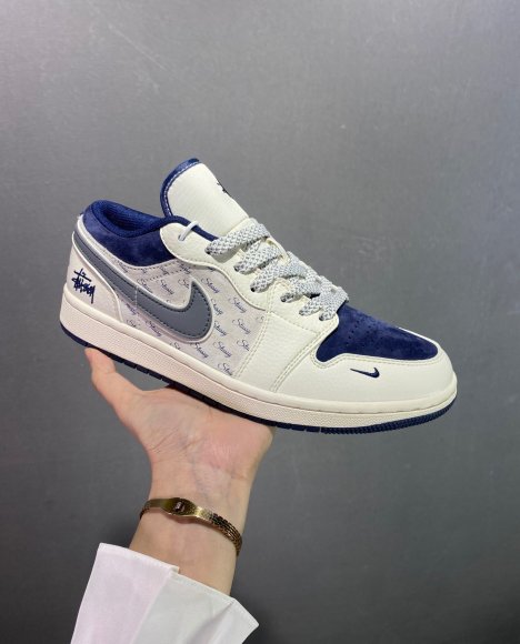 Nike Air Jordan 1 Retro Low & Stussy - Женские кроссовки кеды ZO_1501NJS4