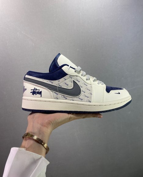 Nike Air Jordan 1 Retro Low & Stussy - Женские кроссовки кеды ZO_1501NJS4
