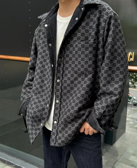 Gucci - Мужская двусторонняя шерстяная джинсовая рубашка куртка TJ_3010GU1 Gucci - Мужская двусторонняя шерстяная джинсовая рубашка куртка TJ_3010GU1