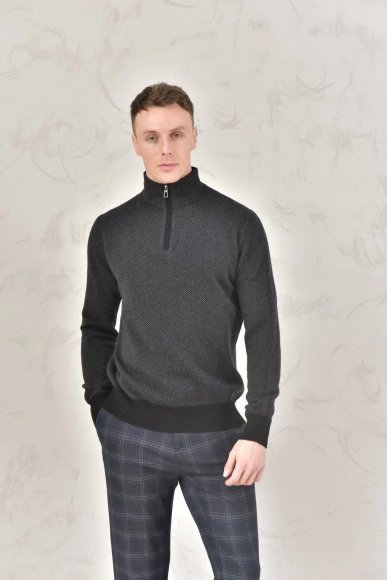 Loro Piana Roadster Mezzocollo - Мужская кашемировая кофта свитер N1_1311LP1