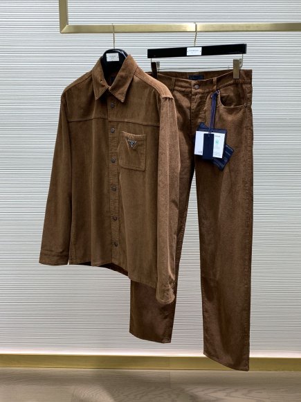 Prada - Мужская вельветовая рубашка штаны брюки костюм TI_2606PR5